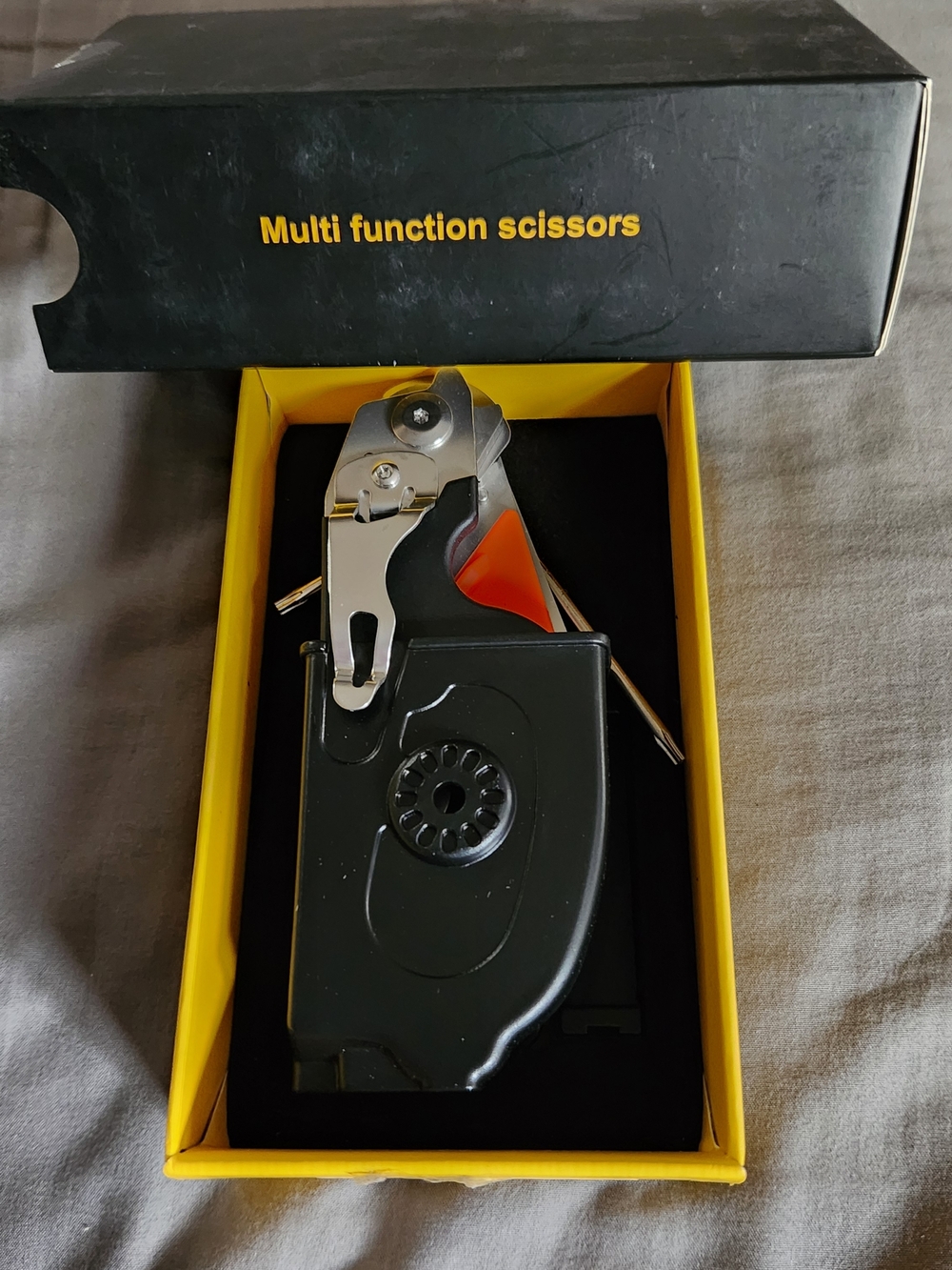 Multi Function Scissors - Black with Orange Accent